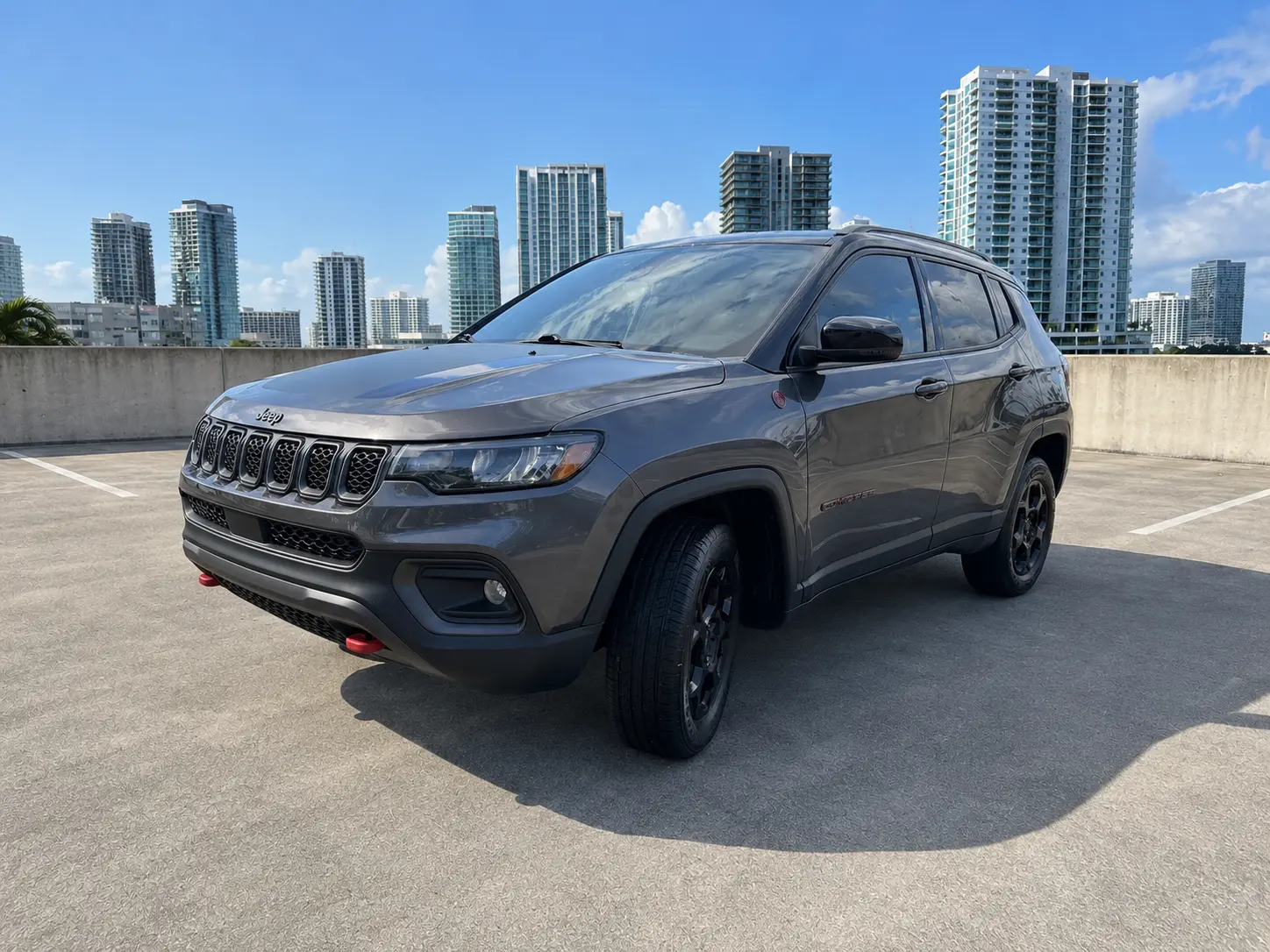 2023 Jeep Compass Trailhawk rental front angle view